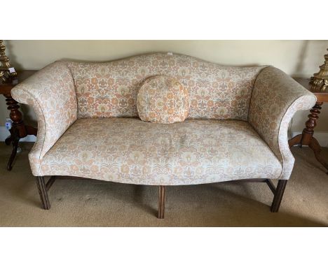 A Georgian three seater upholstered sofa. 196cms l x 92cms h to back.Condition ReportSome wear to the upholstery.