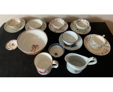 A quantity of 18thC/19thC ceramics to include tea cups, bowls, saucers, jug and child's plate.Condition ReportNewhall saucer 