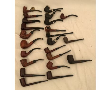 A large collection of 23 tobacco smoking pipes. Briars and others including Parker, Duncan, C and S, Kings Imperial, Kendal.C