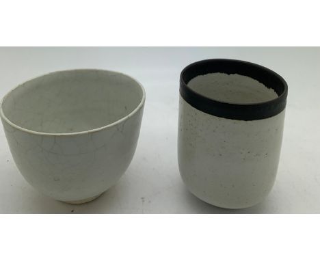 Two Lucie Rie studio pottery bowls. Tallest 6cms h x 5cms d. One marked.Condition ReportGood condition.