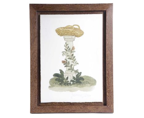 ΦA PAIR OF WATERCOLOURS OF GARDEN SCENESBY RAMIRO FERNANDEZ SAUS (B.1961), DATED '2000'depicting a basket on a pedestal and a