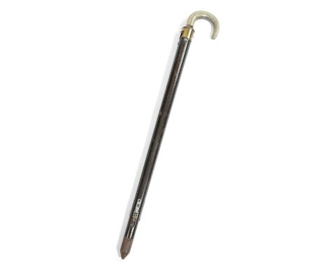 PHOTOGRAHPY INTEREST. A NEWMAN AND GUARDIA WALKING STICK TRIPOD STANDEARLY 20TH CENTURYwith a horn handle above a brass colla