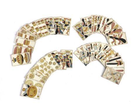 A FULL SET OF SPANISH NATIONAL PATTERN PLAYING CARDSPROBABLY MEXICAN, LATE 18TH / 19TH CENTURYwood block prints with stencil 