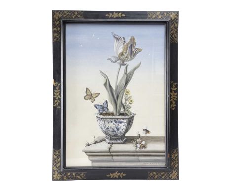 Φ Φ A PAIR OF BOTANICAL WATERCOLOURSBY HUGH ROBSON (1929-2000), DATED '1989'of an auricula and a parrot tulip, each with inse