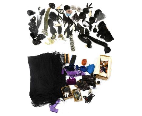 A Collection of Early 20th Century Millinery Feathers, comprising single feathers, in various shades of black and grey in dif