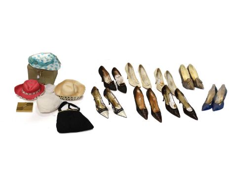 Circa 1950s and Later Costume Accessories, comprising five pairs of Vernon &amp; Humpage evening heels including a pair of na