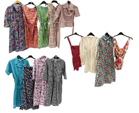 Mainly Mid 20th Century Printed Cotton Costume, comprising three Debro Hong Kong sleeveless mini dresses with faux pockets an