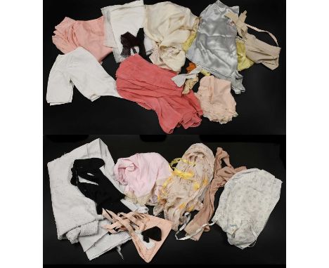 Assorted Early 20th Century Lingerie, comprising Emrex Underwear pink long night dress, CC41 floral printed night dress, and 