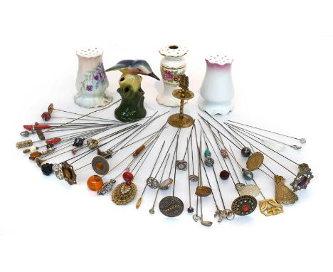 Quantity of 20th Century Hat Pins comprising two Charles Horner silver hat pins, four others similar stamped Sterling and ass