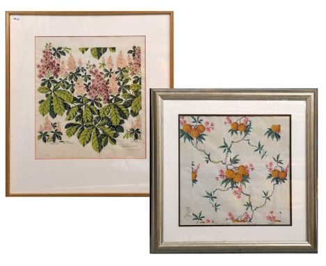 Two Early 20th Century Kent &amp; Dawes London Original Framed Wallpaper Watercolour Designs on Paper, comprising a stylised 