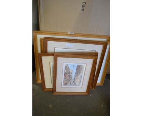 COLLECTION OF COLOURED PRINTS AND WATERCOLOURS TO INCLUDE OLD HOUSES, CYPRUS BY RON DUTTON, ST JOHNS STREET, VALETTA AND VARI