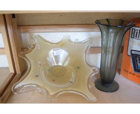 ART GLASS BOWL AND VASE