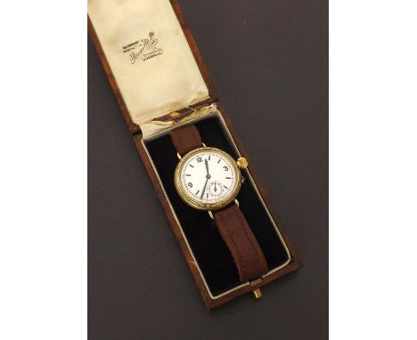 Peerless (IWC) 9ct Borgel cased gentleman's wristwatch, import hallmarks Glasgow 1938, circular white dial with quarter Arabi
