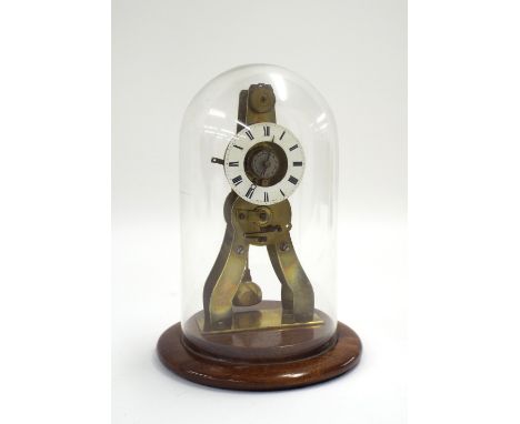 French exhibition brass skeleton alarm clock timepiece, the back plate stamped Pierret á Paris, the 2.25" white chapter ring 