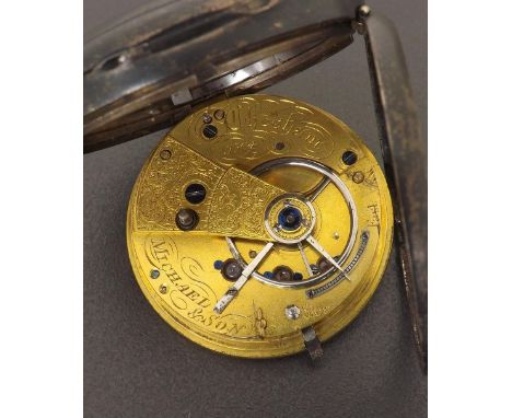 Silver fusee lever pocket watch, London 1831, the movement signed Michael & Son, Chesham, no. 11304, the foliate engraved bal