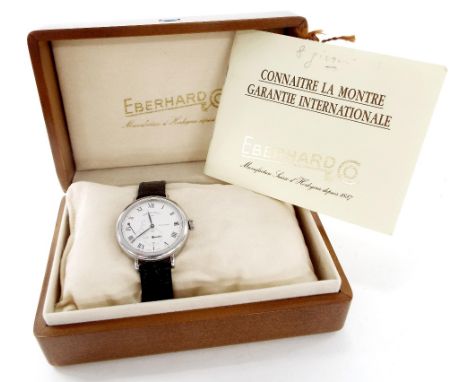 Eberhard & Co. 8 Jours Power Reserve stainless steel gentleman's wristwatch, ref. 21017 CP, circa 2002, no. 2259, silvered di