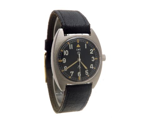 CWC Military issue stainless steel gentleman's wristwatch, black dial with Arabic numerals, luminous markers and centre secon
