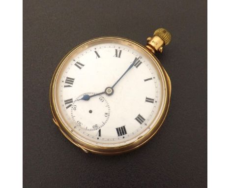 9ct lever pocket watch, Birmingham 1917, unsigned movement with regulator and compensated balance, the dial with Roman numera