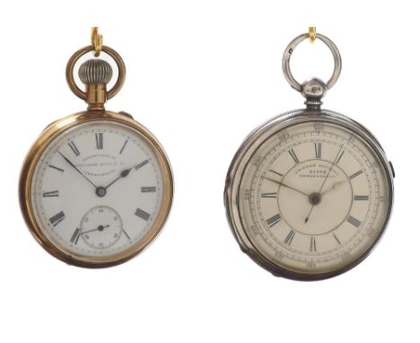 Lancashire Watch Co. gold filled lever pocket watch, three-quarter plate movement, no. 159849, engine turned case, 49.5mm; al