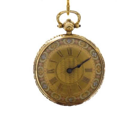 Good early 19th century 18ct fusee lever pocket watch, Chester 1826, gilt movement signed Lewis Samuel, 4 Lord Street, Liverp