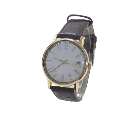 Omega automatic gold plated and stainless steel gentleman's wristwatch, circa 1978, ref. 166.0202, circular dial (over painte
