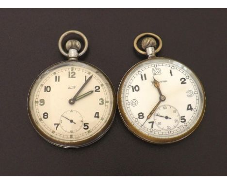 Helvetia WWII British Military Army issue nickel cased lever pocket watch, signed 32A movement branded General Watch Co. Swit