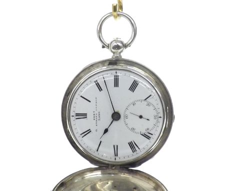 Dent silver fusee lever hunter pocket watch, London 1871, the movement signed Dent, 61, Strand, London, no. 35684, with plain