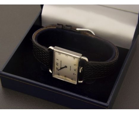 Jaeger-LeCoultre for Hermes Drivers stainless steel gentleman's wristwatch, ref. 9021.42, no. 1440162, square silvered dial w