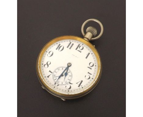 Swiss Goliath chrome cased pocket watch, gilt lever movement with regulator, the branded dial with bold Arabic numerals, oute