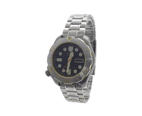 Citizen Promaster automatic 200m diver's titanium bracelet watch, ref. 8203-824695, the circular black dial with luminous mar