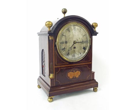 Large mahogany triple fusee musical bracket clock, the 8" silvered dial signed Edward, Glasgow, the substantial movement stri