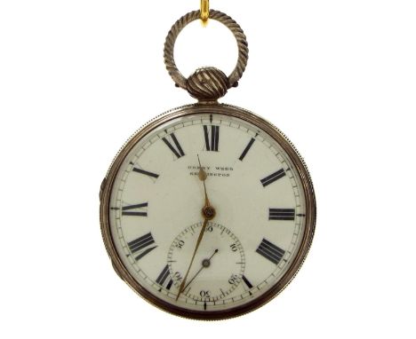 English silver fusee verge pocket watch, London 1821, signed Heny Webb, dated Oct 4th 1821, with pierced engraved bell shaped