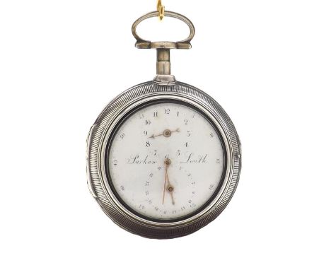Large George III silver pair cased verge calendar pocket watch, London 1803, the fusee movement signed Jno Parker, Louth, no.
