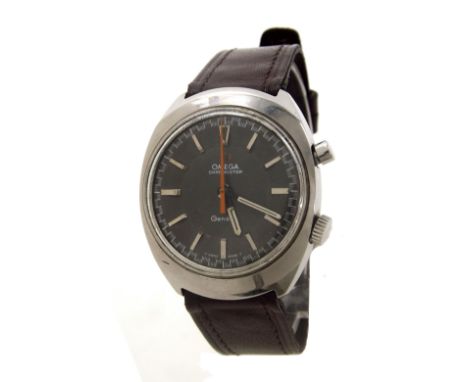 Omega Chronostop stainless steel gentleman's wristwatch, circa 1968, ref. 145.010, grey circular dial with orange centre seco