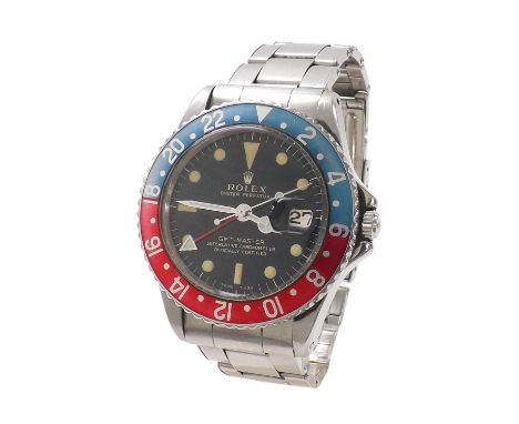 Rolex Oyster Perpetual GMT-Master stainless steel gentleman's bracelet watch, ref. 1675, serial no. 1361xxx, circa 1966/67, b