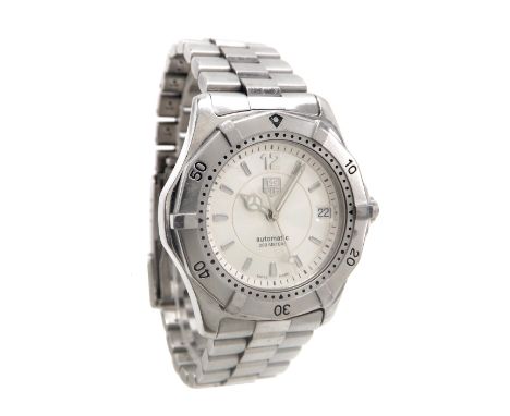 Tag Heuer 200m automatic stainless steel gentleman's bracelet watch, circular silvered dial with Arabic twelve, baton markers