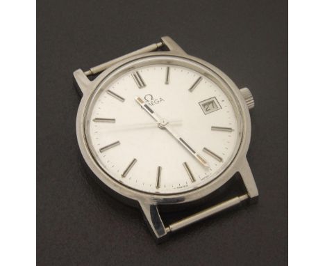 Omega stainless steel gentleman's wristwatch, circa 1975, ref. 136.0104, silvered dial with baton markers, centre seconds and