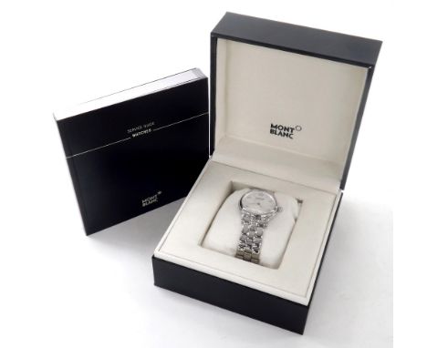MontBlanc Meisterstuck automatic stainless steel gentleman's bracelet watch, ref. 7227, no. PL 786643, circular white mother 