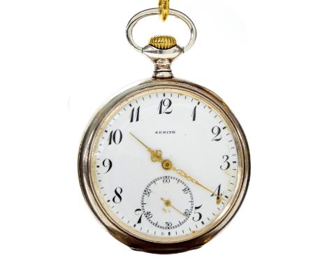 Zenith white metal (0.800) lever pocket watch, no. 2311477, 52mm Condition Report: Movement - working but requires a service 