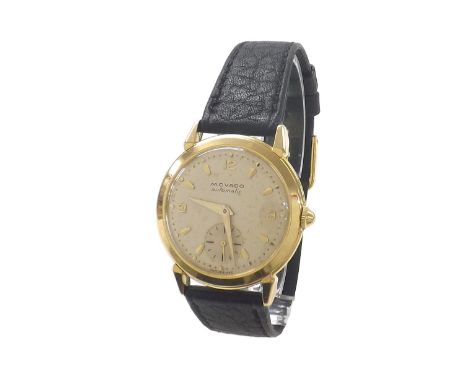 Movado 18ct automatic 'bumper' gentleman's wristwatch, ref. 8404, no. 2130054, circular silvered dial with gilt quarter Arabi