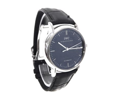 (548868-5-A) IWC Schaffhausen Portofino automatic stainless steel gentleman's wristwatch, case no. 3093642, circular black di