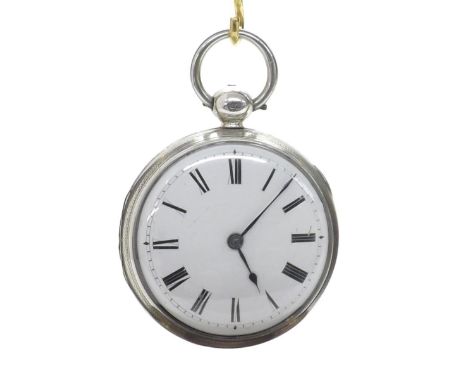 English silver verge pocket watch, London 1820, the fusee movement signed John Pitt, London, no. 1309, flat steel balance wit