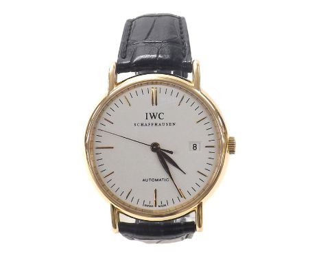 IWC Schaffhausen Portofino automatic 18ct gentleman's wristwatch, the white dial with baton markers, sweep centre seconds and
