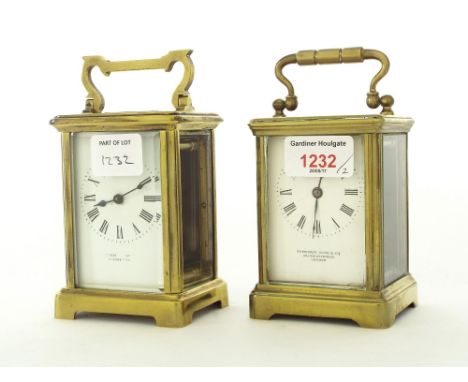 Carriage clock timepiece, the dial plate signed Camerer Kuss & Co, 56, New Oxford St, London, within a brass corniche case, 6