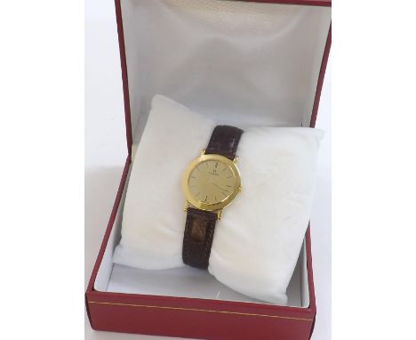 Omega 18ct mid-size slim dress wristwatch, circa 1958, gilded dial with baton markers, cal. 540 17 jewel movement, no. 162217