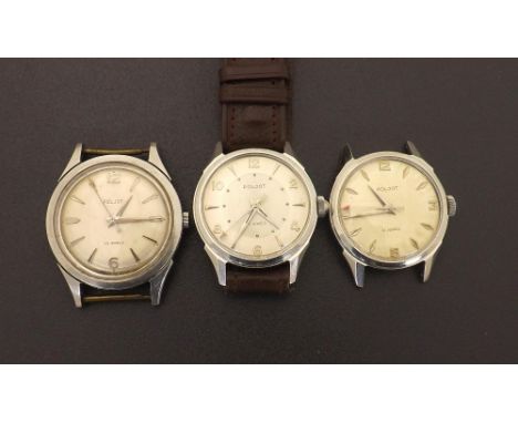 Poljot automatic stainless steel gentleman's wristwatch, silvered dial with Arabic twelve and six, baton markers and arrow sw