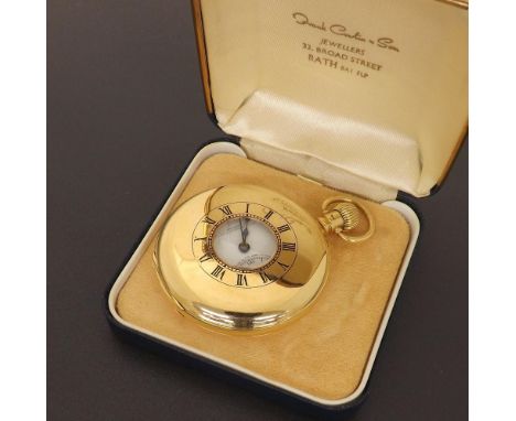 Rolex 18ct half hunter pocket watch, Birmingham 1922, signed lever movement with regulator, the dial branded 'Wm Greenwood, L