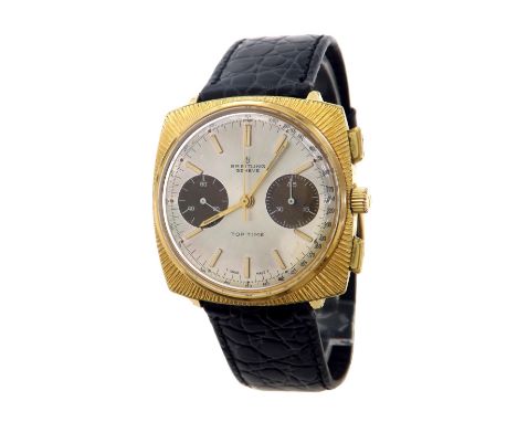 Breitling Top Time chronograph gold plated and stainless steel gentleman's wristwatch, ref. 2009, circular silvered dial with