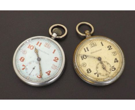 Jaeger-LeCoultre WWII British Air Ministry issue observer's nickel cased pocket watch, signed gilt frosted movement, cal. 467