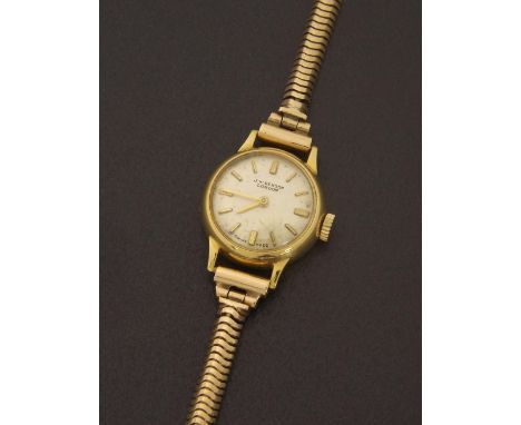 J.W. Benson 18ct lady's bracelet watch, Birmingham 1962, signed circular silvered dial with baton markers, cal. R.433 17 jewe